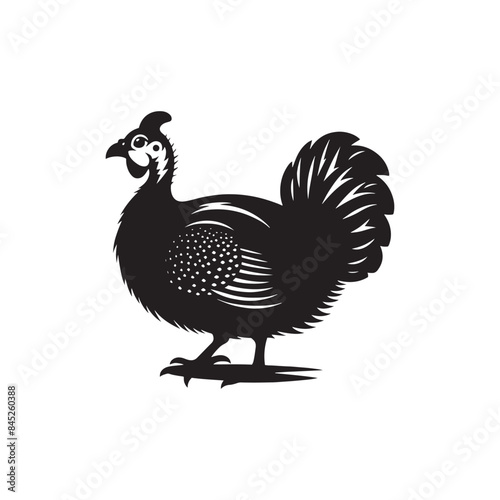 Guinea fowl Silhouette: Enhance Your Artwork with Exotic Bird Graphics- Guinea fowl Vector - Guinea fowl Illustration.