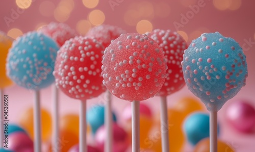 Colorful Cake Pops on Pink Background