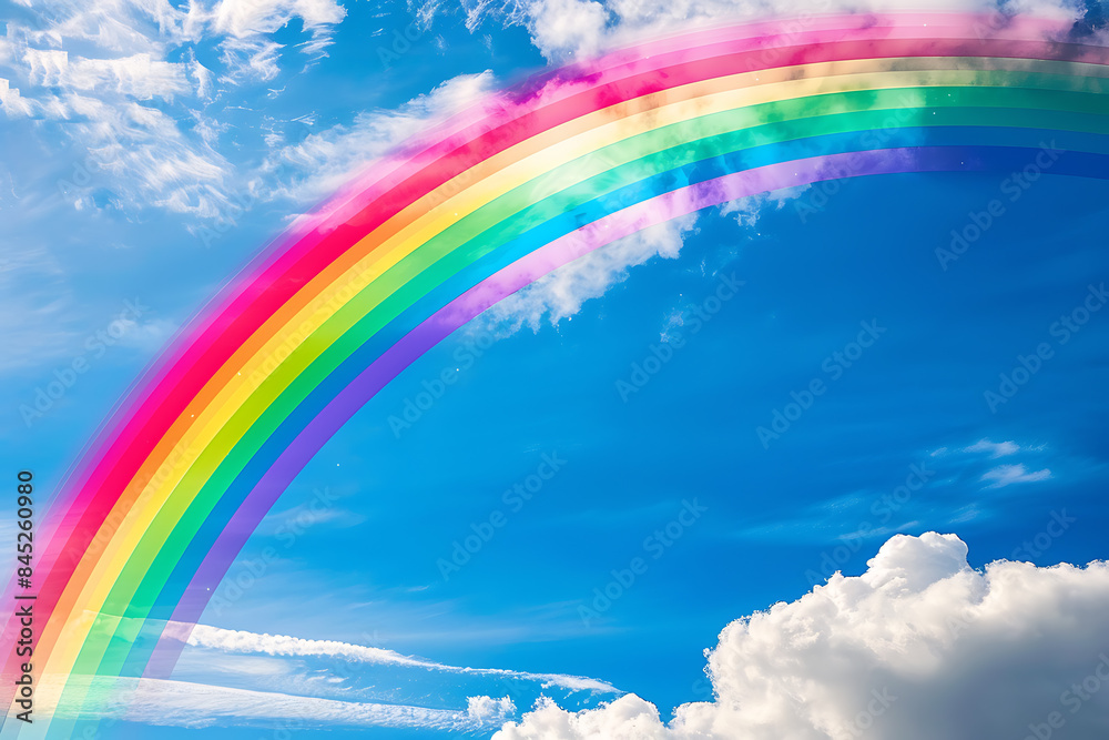 A vibrant rainbow arching across the sky, representing beauty, hope, and diversity, creating an inspiring and colorful natural spectacle A vibrant rainbow arching across the sky, representing beauty, hope, and diversity, creating an inspiring and colorful natural spectacle