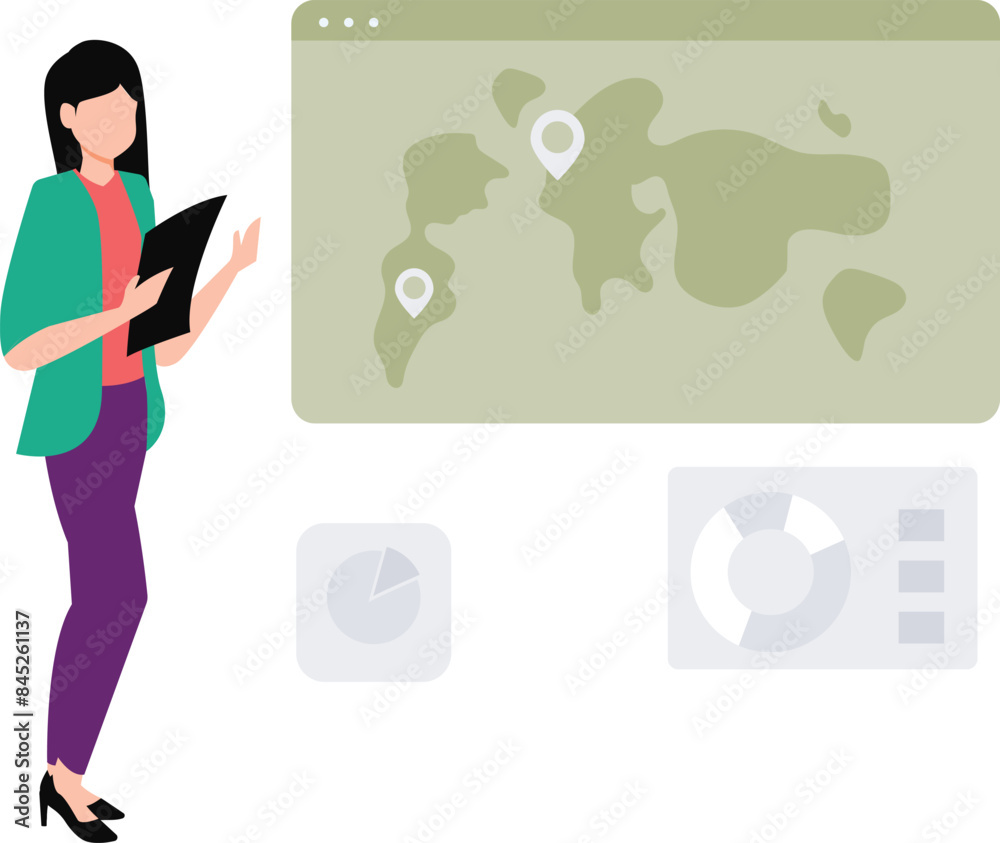 Girl is looking at location pin on browser.