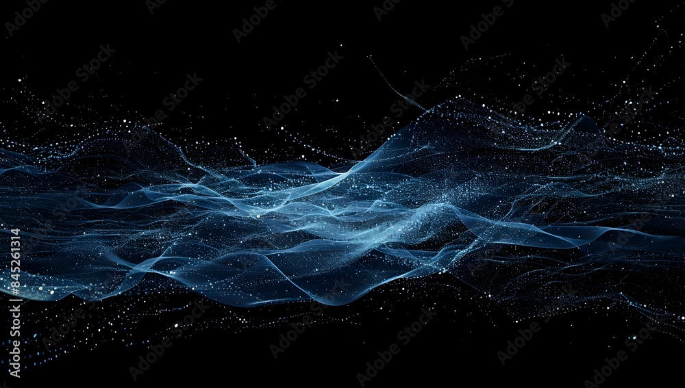 Abstract digital background with blue glowing network lines and bokeh ...