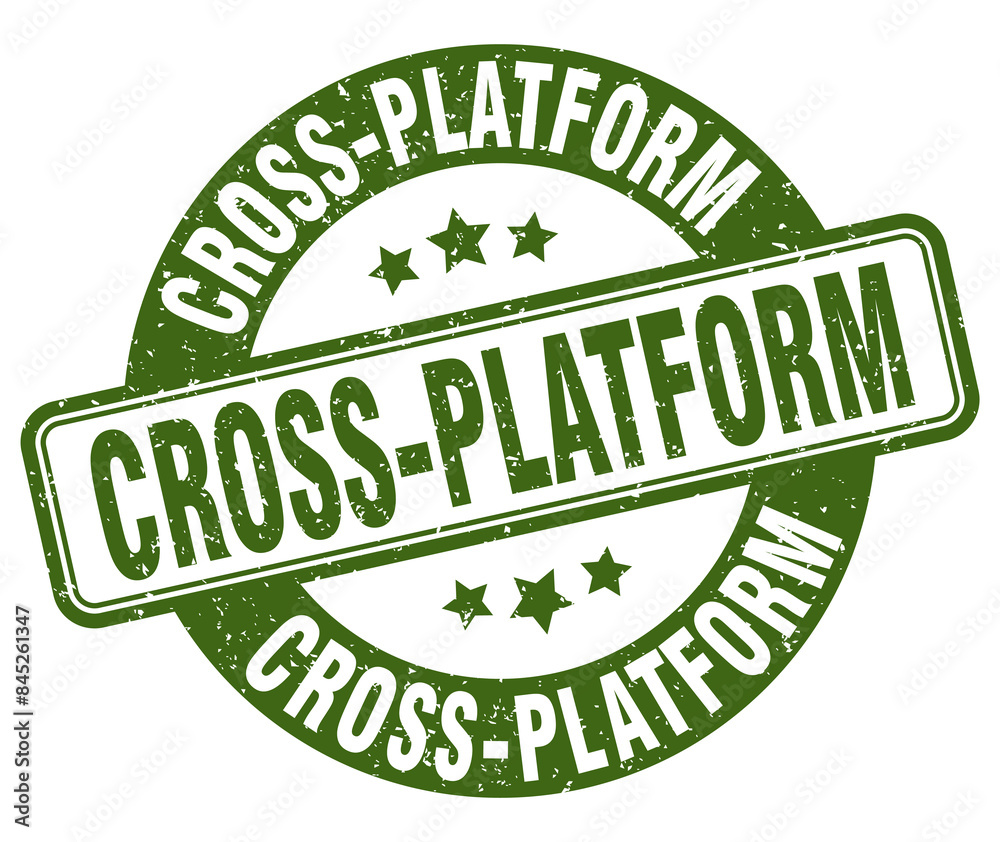 cross-platform stamp. cross-platform label. round grunge sign cross-platform stamp. cross-platform label. round grunge sign