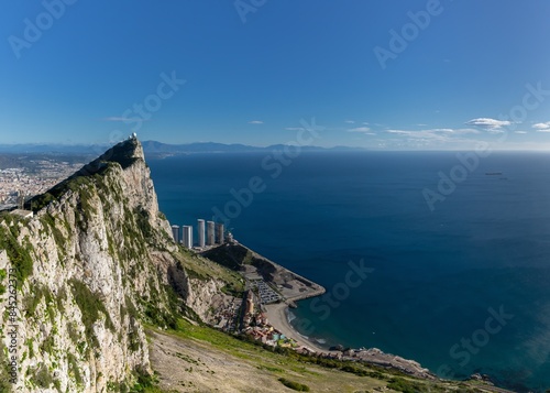 landscape view of the legendary Rock of Gibraltar and its Upper Rock Nature Reserve