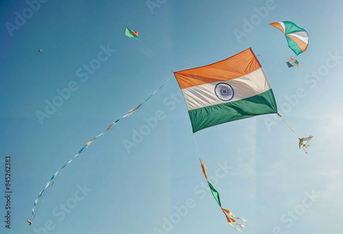 indian flag kites flying in the sky