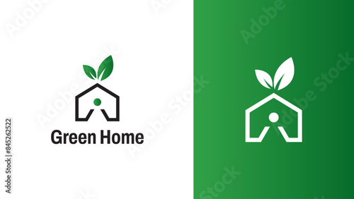 Nature house logo with green color can be used as symbols, brand identity, company logo, icon vector design