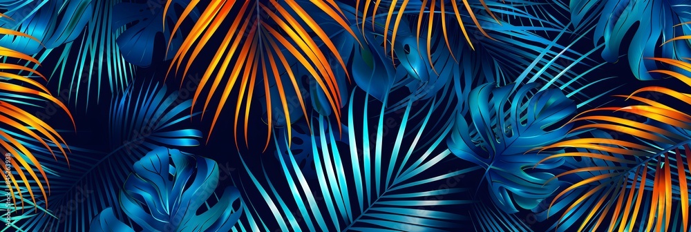 Luxury seamless pattern with palm leaves. Modern stylish floral background Luxury seamless pattern with palm leaves. Modern stylish floral background