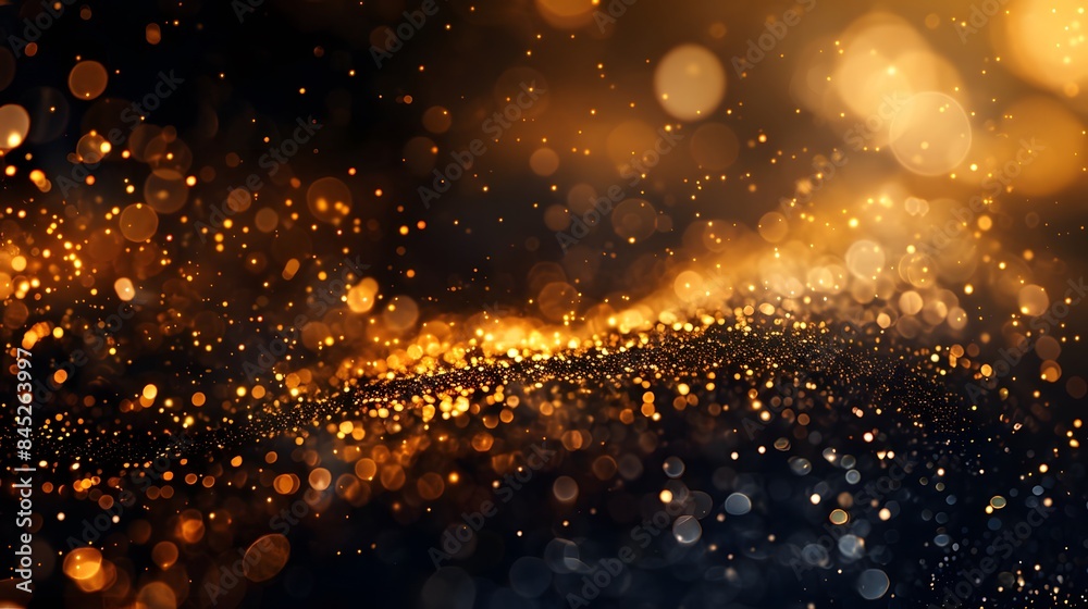 Naklejka premium background of abstract glitter lights. gold and black. de focused. banner. 