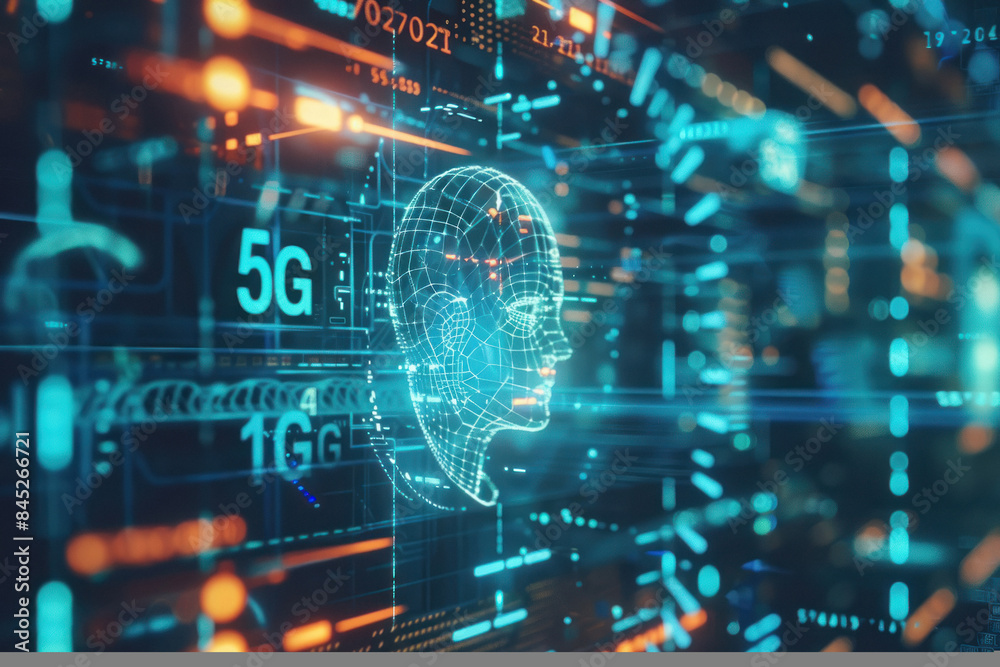 Obraz premium artificial intelligence data with human face
