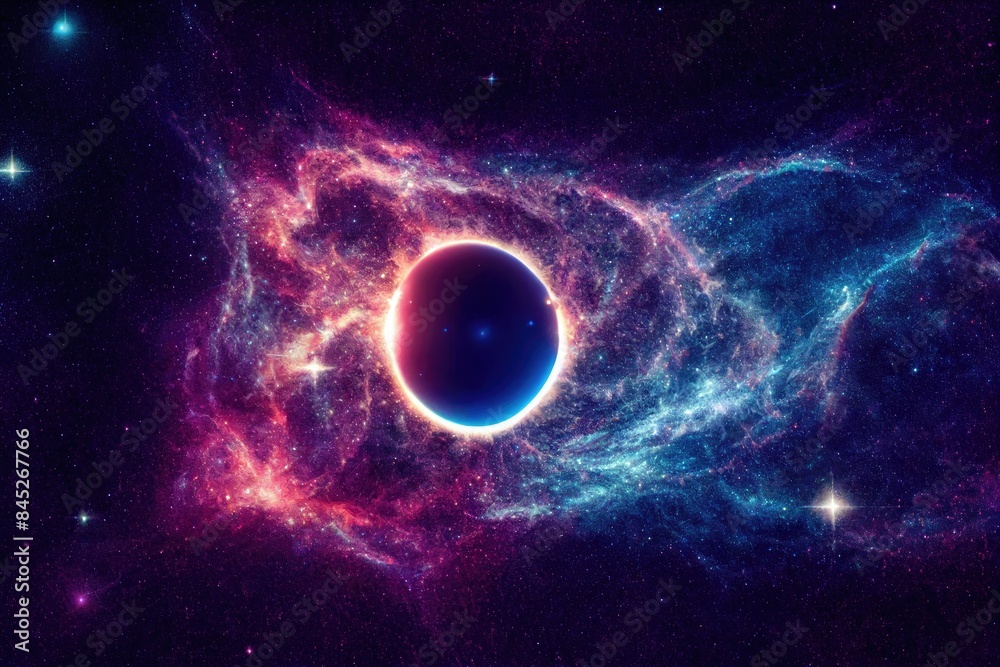 Obraz premium Space background. Realistic starry night. Cosmos and shining stars. Milky way and stardust. Color galaxy with nebula. Magic Infinite universe. Ai generative illustration.