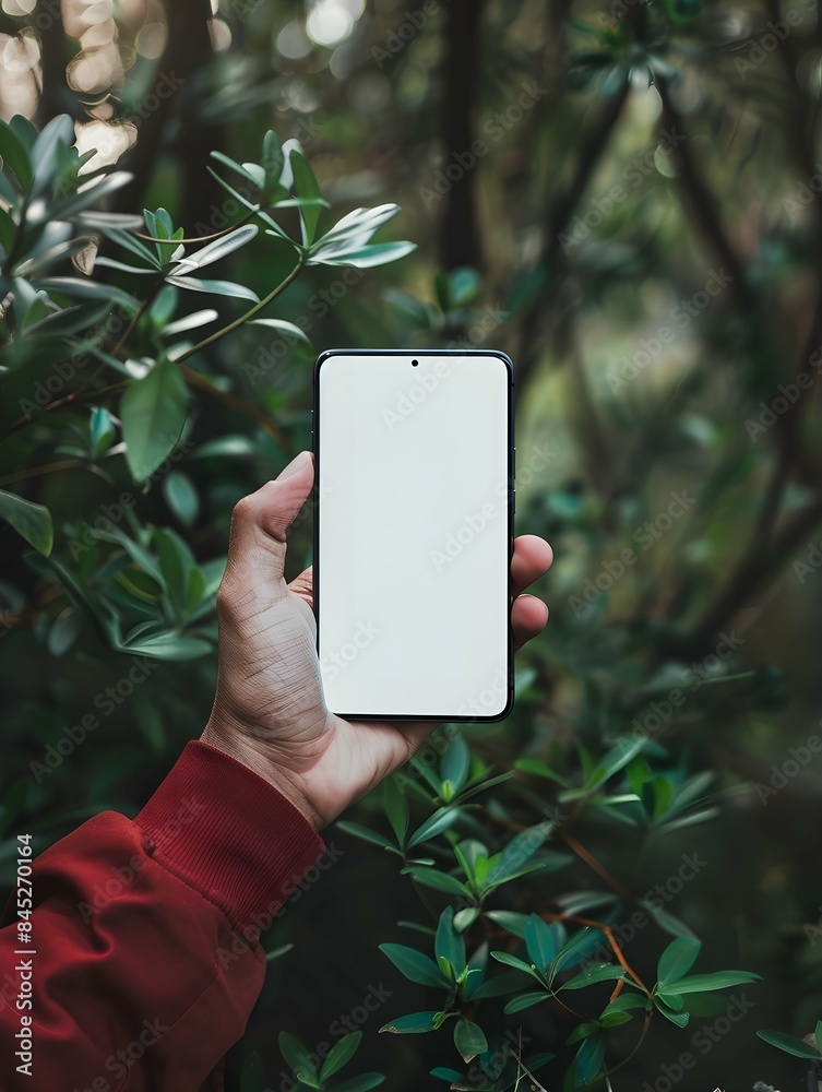 Hand holding smartphone device touching screen Hand holding smartphone device touching screen