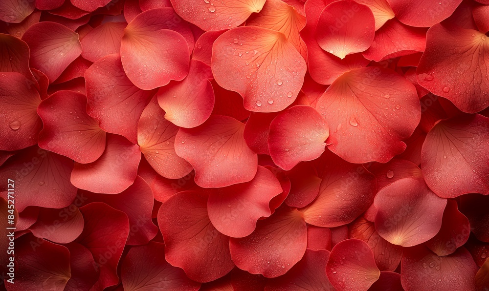 Obraz premium Dewy Red Petals Close-Up