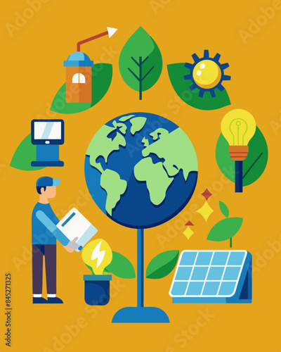 The process of solar panel recycling not only reduces waste and conserves resources but also creates job opportunities for individuals with specialized skills in the field.. Vector illustration