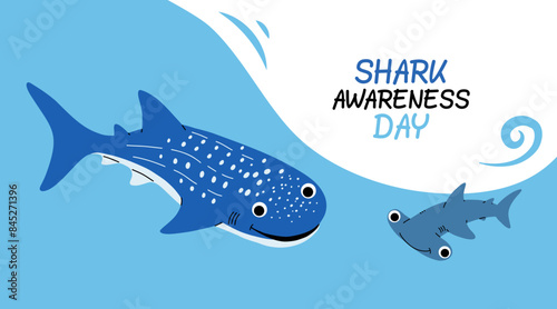 shark awareness day design template for celebration. shark awareness day vector template. shark vector design. flat shark design. fish silhouette.
