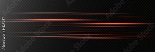 Wallpaper Mural Red moving lines effect. Speed ​​of light and glare. On a transparent background. Torontodigital.ca