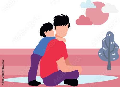 A boy is playing with a child.