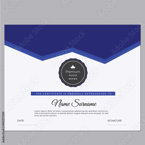 Elegant blue appreciation certificate template
