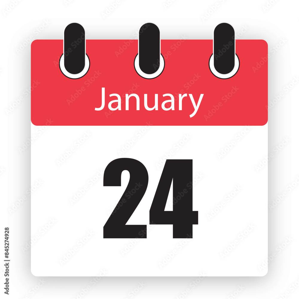 Fototapeta premium January 24 Calendar Reminder Icon Dairy Design Template Vector Illustration