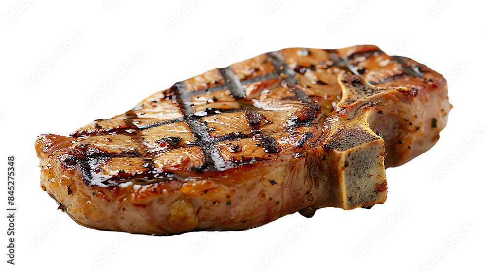 Delicious grilled steak with perfect sear marks, juicy and ready to be served for dinner, isolated on transparent background cutout. Ideal for culinary and BBQ-themed projects