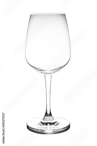 Empty champagne glass on white background