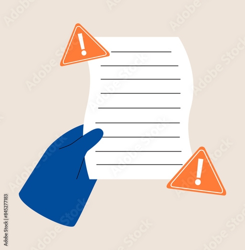 Concept of malicious email, spam message, fraudulent information. Colorful vector illustration