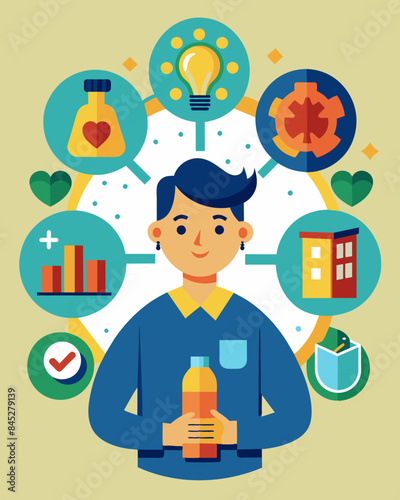 Someone diversifying their investments by investing in different sectors such as healthcare consumer staples and utilities to mitigate industryspecific risks.. Vector illustration