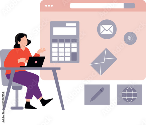 A girl is sitting in a office.