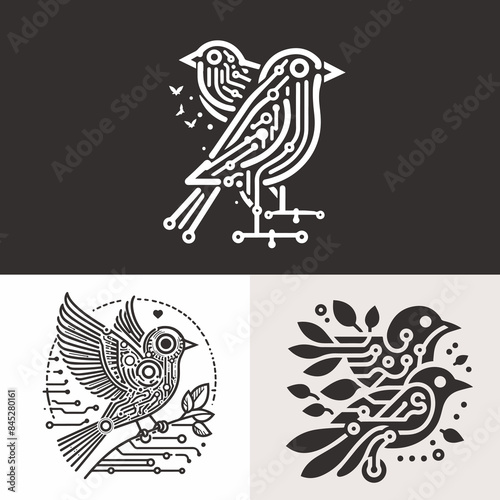 Flying birds silhouettes on white background. Vector illustration. isolated bird flying. tattoo design.