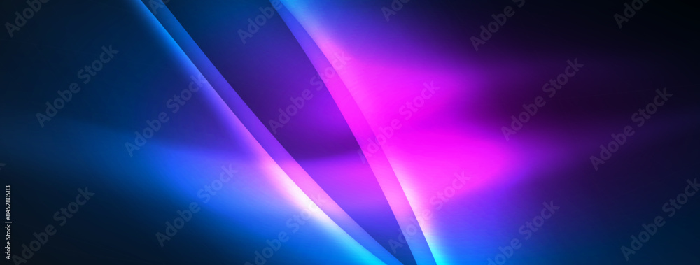 Neon light glowing waves and lines background set for wallpaper, business card, cover, poster, banner, brochure, header, website Neon light glowing waves and lines background set for wallpaper, business card, cover, poster, banner, brochure, header, website