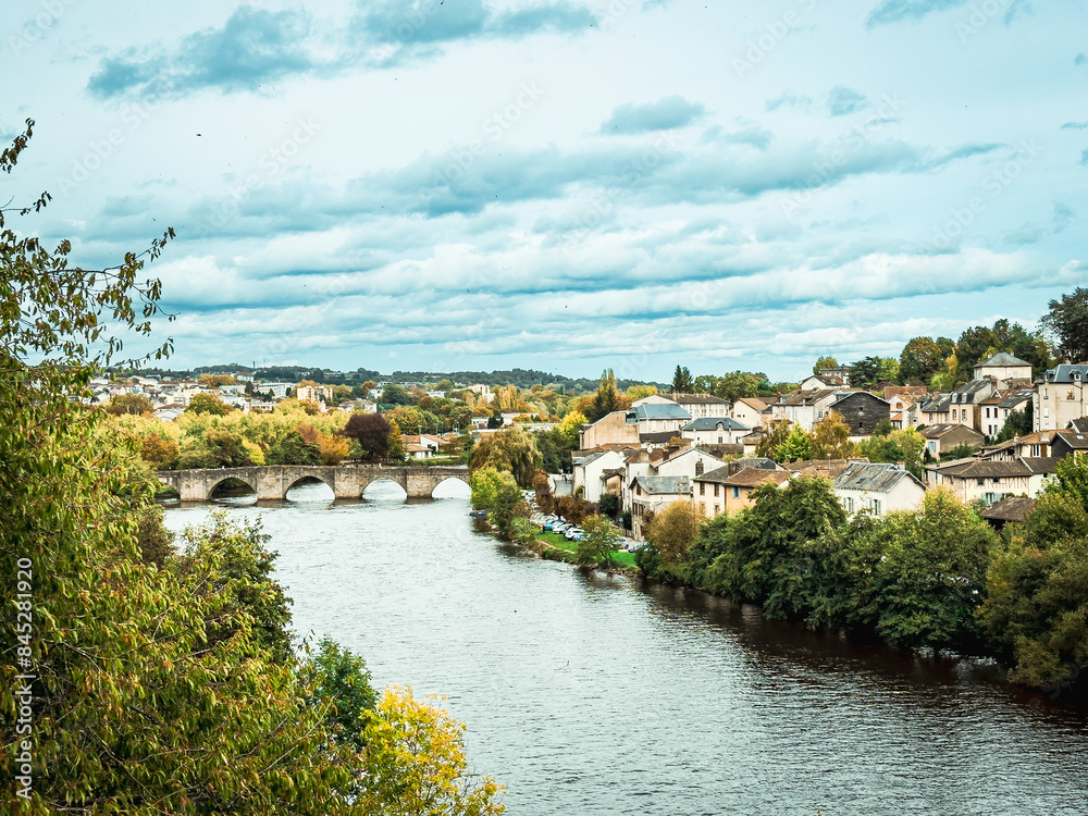 Fototapeta premium Street view of old village Limoges in France
