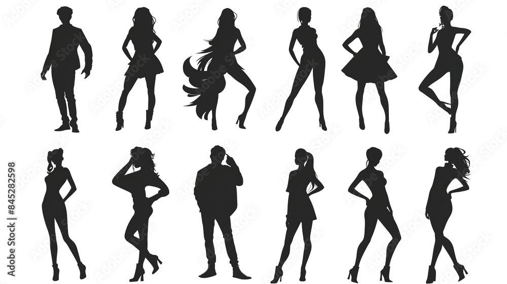 Fototapeta premium silhouettes of models
