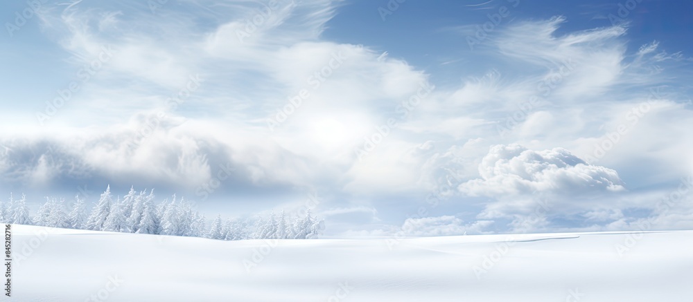 Fototapeta premium Nature s pristine canvas a white fluffy snow background offering a textured and tranquil view Perfect for captivating compositions and copy space images
