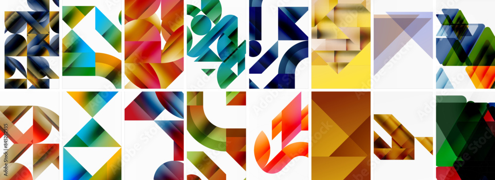 Set of abstract minimal geometric backgrounds with lines, circles and triangles. Vector Illustration For Wallpaper, Banner, Background, Card, Book Illustration, landing page Set of abstract minimal geometric backgrounds with lines, circles and triangles. Vector Illustration For Wallpaper, Banner, Background, Card, Book Illustration, landing page