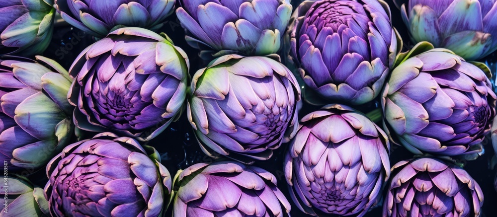 Fototapeta premium Outdoor Italian food market selling fresh Italian artichokes perfect for adding to your dishes Copy space image to showcase their vibrant colors