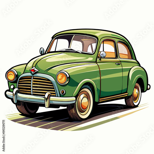 Vintage retro Olive Green car vector illustration 