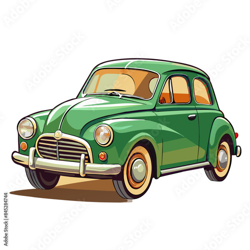 Vintage retro Olive Green car vector illustration 