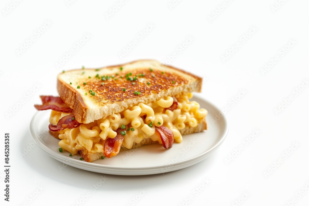 Crispy grilled cheese filled with macaroni and bacon, perfect for any meal Crispy grilled cheese filled with macaroni and bacon, perfect for any meal