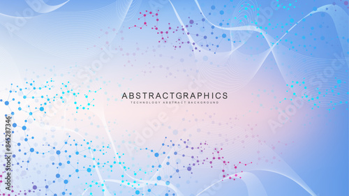 Structure molecule and communication. Dna, atom, neurons. Scientific concept for your design. Connected lines with dots. Medical, technology, chemistry, science background. Vector illustration