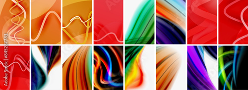 Collection of abstract background with waves, colorful shapes and 3d shadow effect. Vector Illustration For Wallpaper, Banner, Background, Card, Book Illustration, landing page © antishock