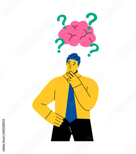 Business man has memories problem. Flat vector illustration isolated on white background