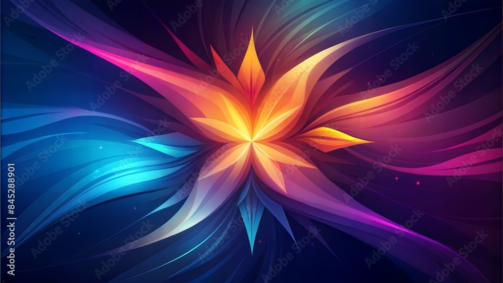 Abstract orange flower with blue and purple swirls Abstract orange flower with blue and purple swirls