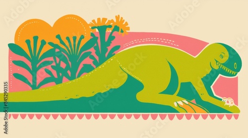 Fototapeta Naklejka Na Ścianę i Meble -  Simple style hand drawing illustration of a dinosaur