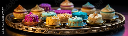 Beautifully decorated Eid alAdha cookies and pastries presented on a tiered tray