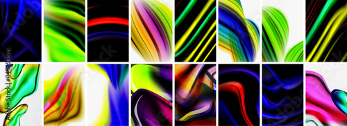 Collection of abstract background with waves, colorful shapes and 3d shadow effect. Vector Illustration For Wallpaper, Banner, Background, Card, Book Illustration, landing page