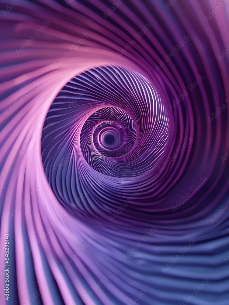 Fototapeta premium A closeup of the bottom view, a mauve and mint spiral background, creating an optical illusion that appears to be spinning or swirling