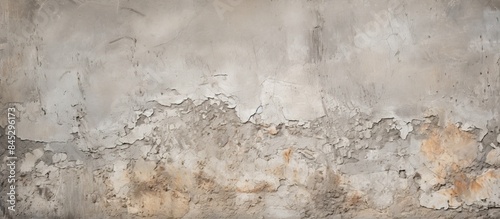Aged and worn cement concrete or plaster wall with intricate patterns and visible cracks Provides a high quality texture and background for your creative projects Copy space image