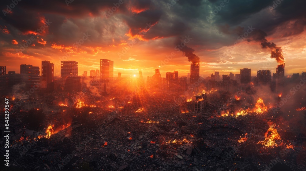 Naklejka premium Post-Apocalyptic Cityscape