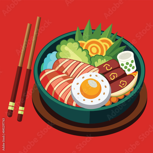 Delicious Japanese Food  A Variety of Sushi Sashimi Ramen Mixed Japanese Food Plate