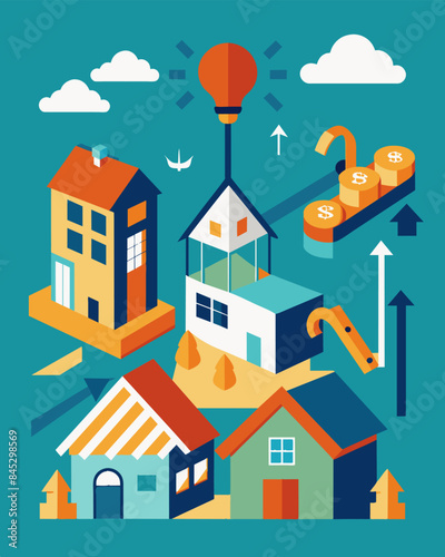 The housing market experienced a sudden revival as a result of governmentfunded programs aimed at stimulating the construction and purchase of new homes.. Vector illustration