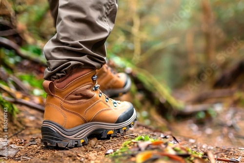 Male hiking shoes. Forestry scene. Blurred background. Nature tourism © STOCK IMAGES STALL