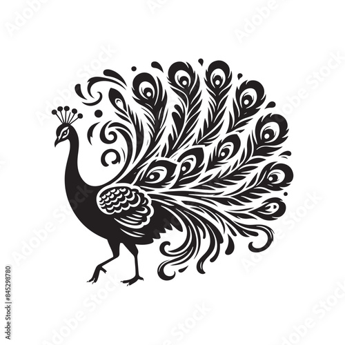 Peafowl Silhouette: Perfect for Nature-inspired Designs and Wildlife Enthusiasts - Peafowl Vector - Peafowl Illustration.